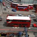 Aerial view of buses at Elephant and Castle