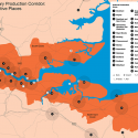 The Thames Estuary Production Corridor: A Network of Creative Places map with numbered key of cultural production areas