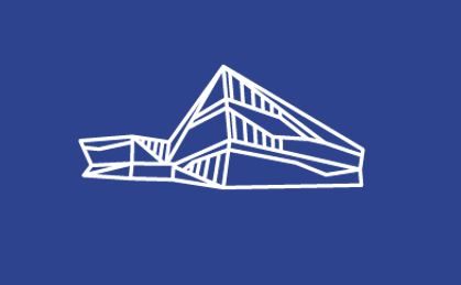 Icon of the new City Hall building in Newham on a dark blue background