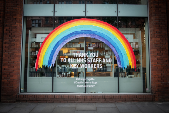 Rainbow painted on a shop window