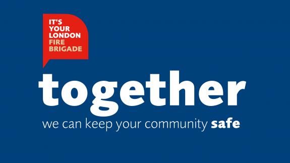 London Fire Brigade logo - Together we can keep your community safe